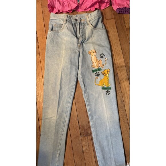 Vintage Disney The Lion King 90s Windbreaker Jacket  AND Simba Nala Jeans SZ 10 - Picture 3 of 16